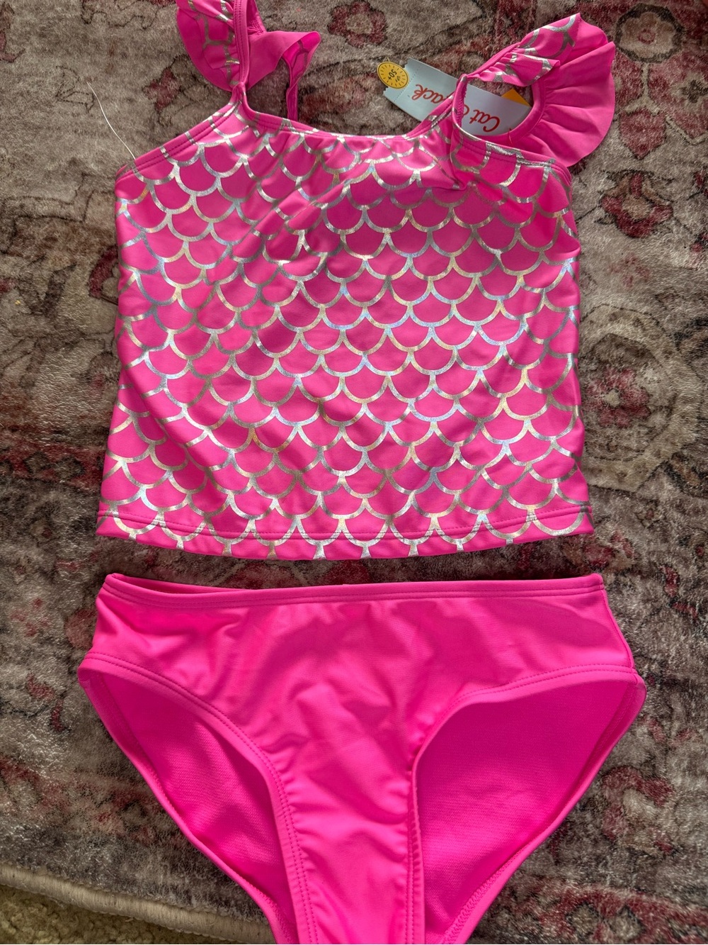 New cat & Jack two piece pink mermaid swimsuit